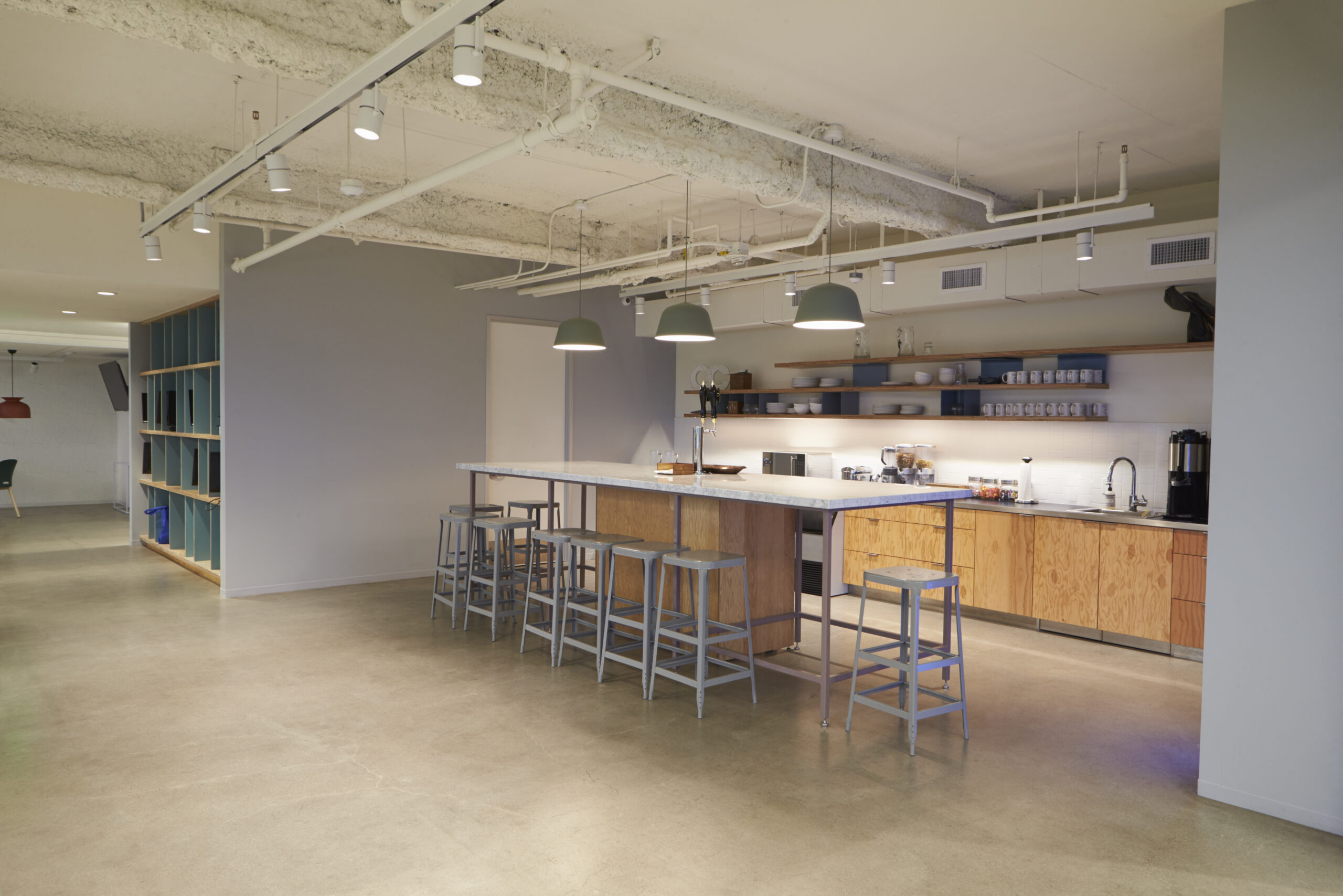 Modern office kitchen and employee breakroom